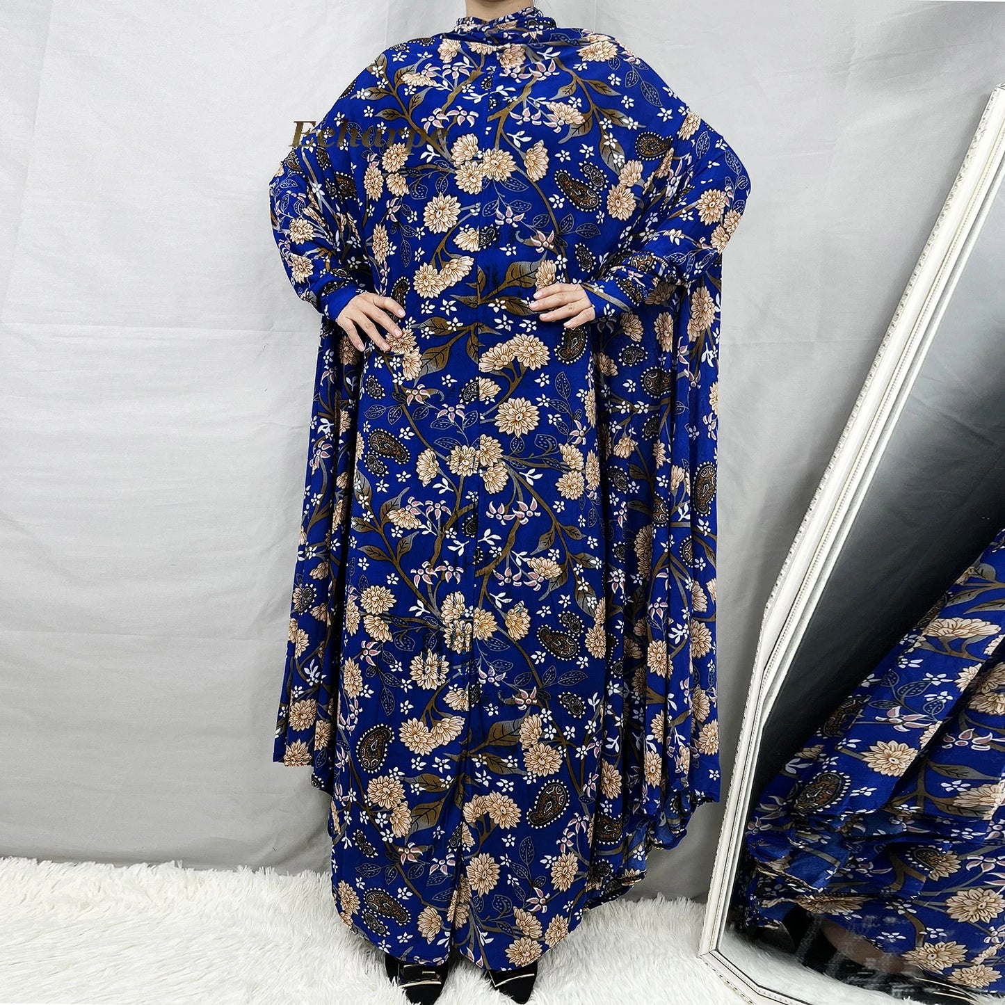 1 Pieces Muslim Hijabs Dress Women's Prayer Garment Dubai Abaya Arab Jibab Islam Flowers Djellaba Femmel Khimar Caftan Clothes