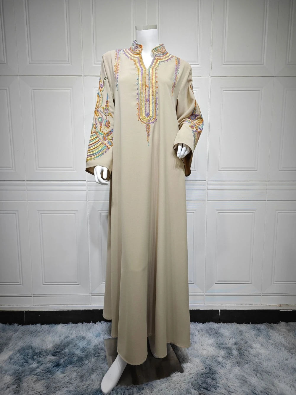 Abaya Cording Embroidery Evening Dress, Unique 5 Color Loose Kaftan Robe, Delicate Celebrity Cocktail Gown, Four Seasons