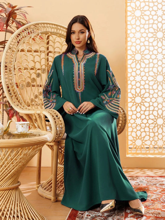 Abaya Cording Embroidery Evening Dress, Unique 5 Color Loose Kaftan Robe, Delicate Celebrity Cocktail Gown, Four Seasons