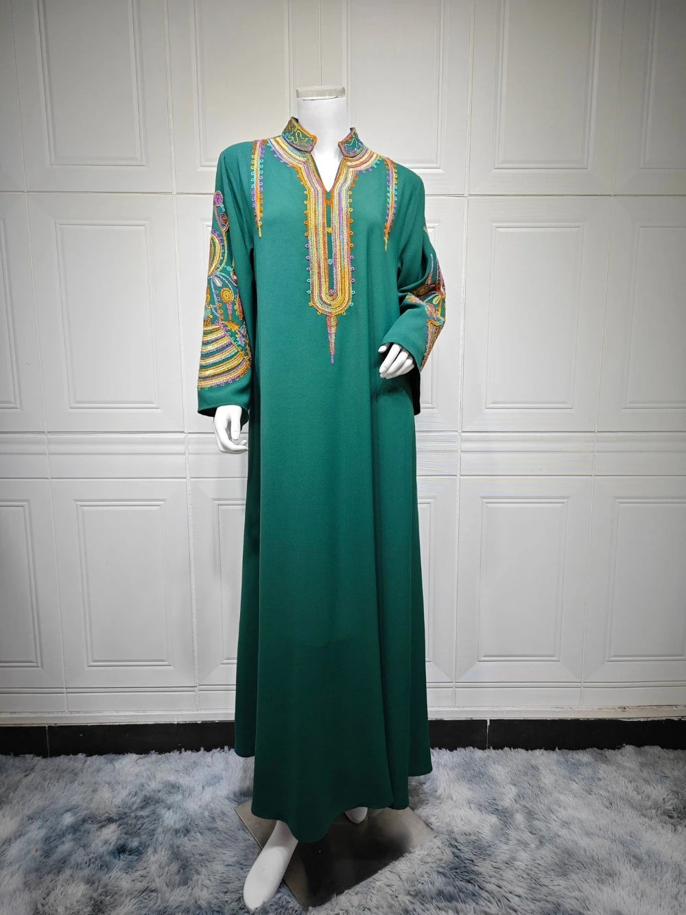 Abaya Cording Embroidery Evening Dress, Unique 5 Color Loose Kaftan Robe, Delicate Celebrity Cocktail Gown, Four Seasons