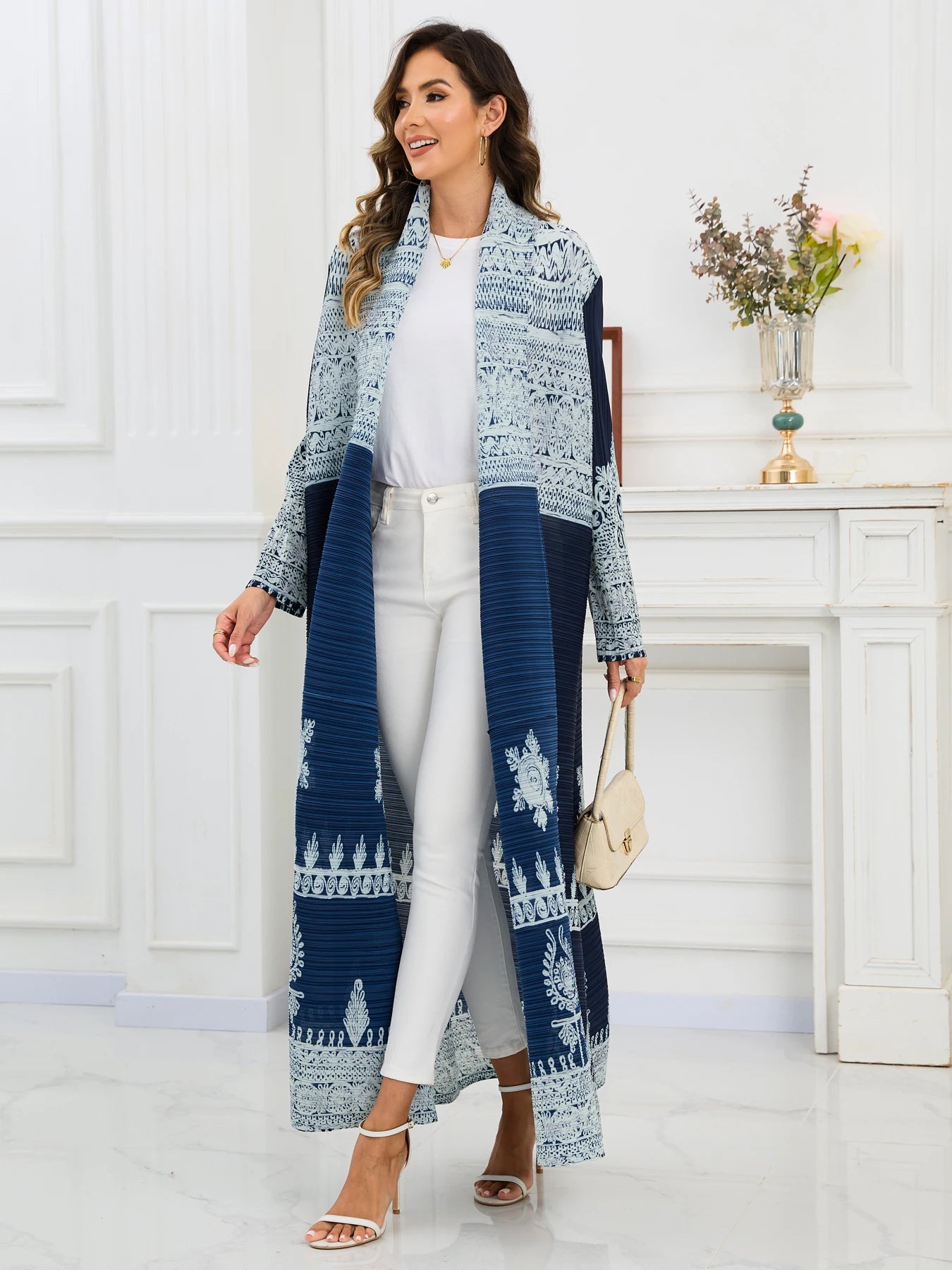Eid Abaya Dubai Luxury For Women Miyake Pleated Plus Size Middle Eastern Clothing Long Sleeve Coat With Belt Female Formal Robe