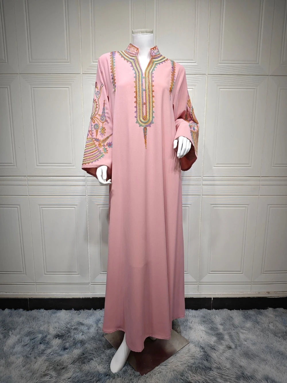 Abaya Cording Embroidery Evening Dress, Unique 5 Color Loose Kaftan Robe, Delicate Celebrity Cocktail Gown, Four Seasons