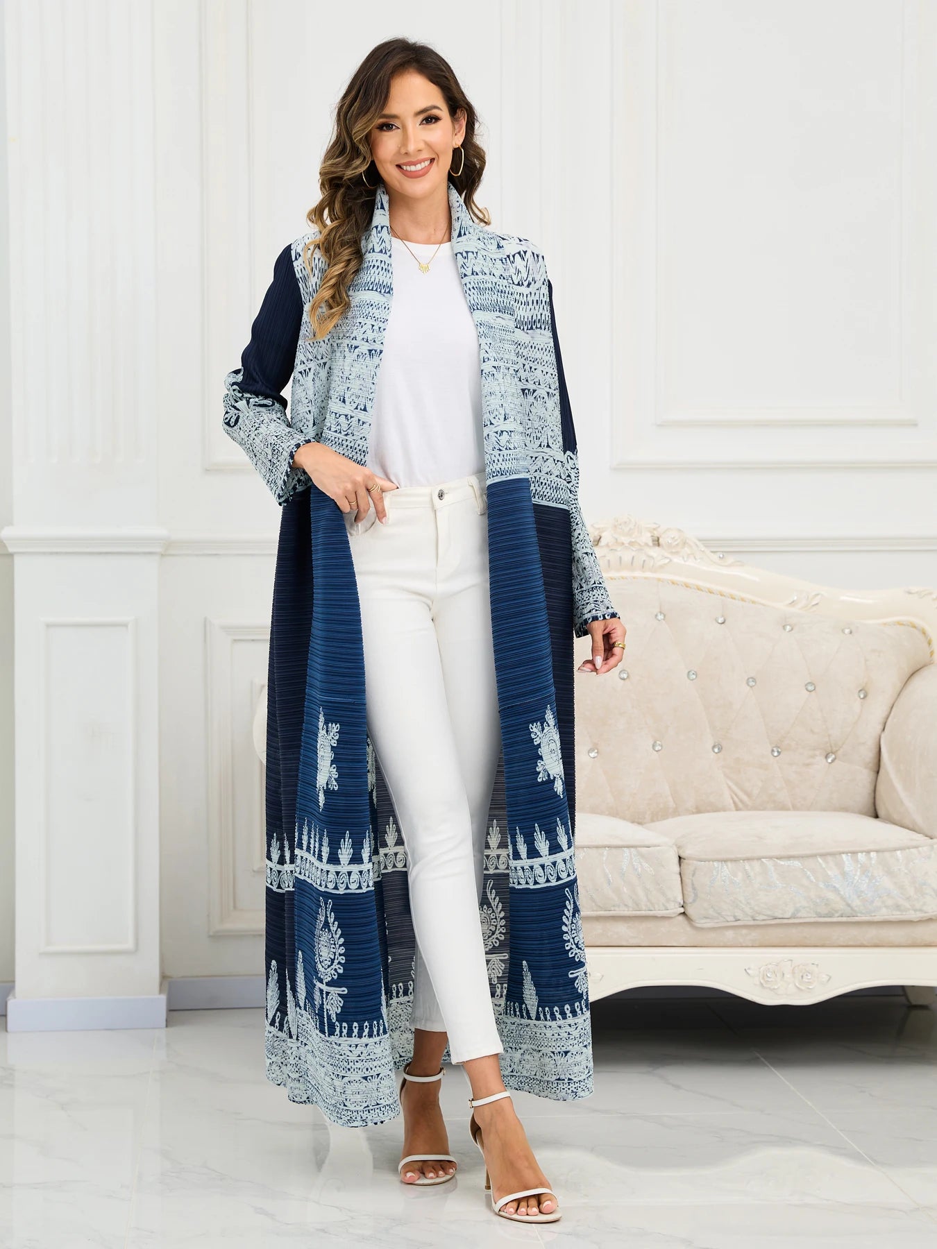 Eid Abaya Dubai Luxury For Women Miyake Pleated Plus Size Middle Eastern Clothing Long Sleeve Coat With Belt Female Formal Robe