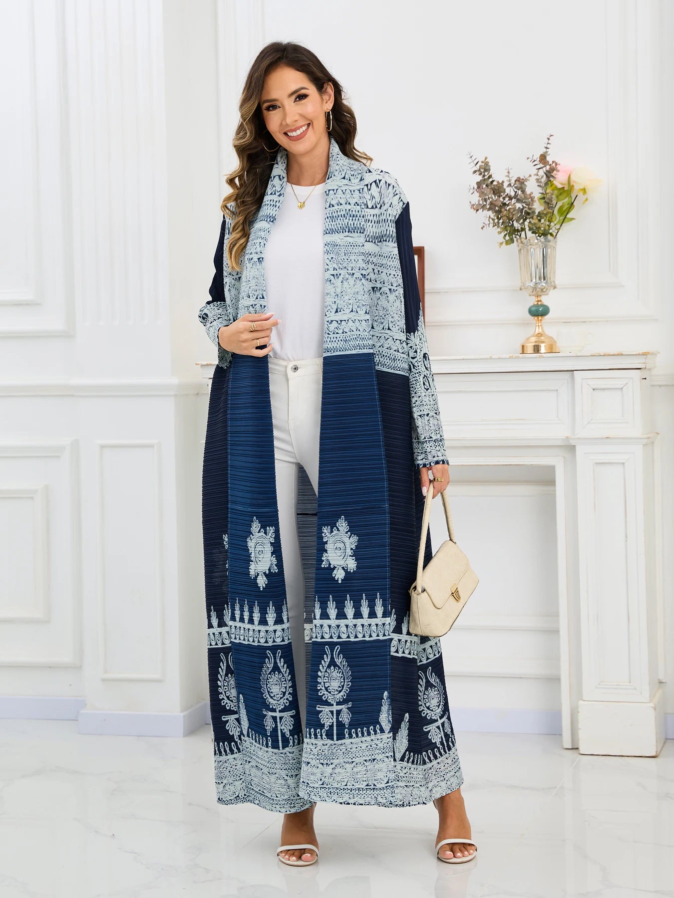 Eid Abaya Dubai Luxury For Women Miyake Pleated Plus Size Middle Eastern Clothing Long Sleeve Coat With Belt Female Formal Robe